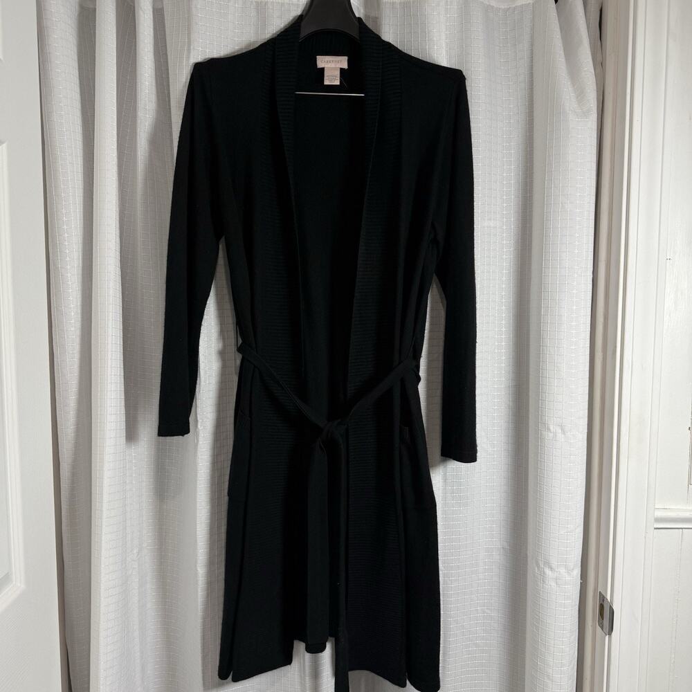 Cabernet Open Front Cardigan Sweater Belted Silk Cashmere Blend Women’s M